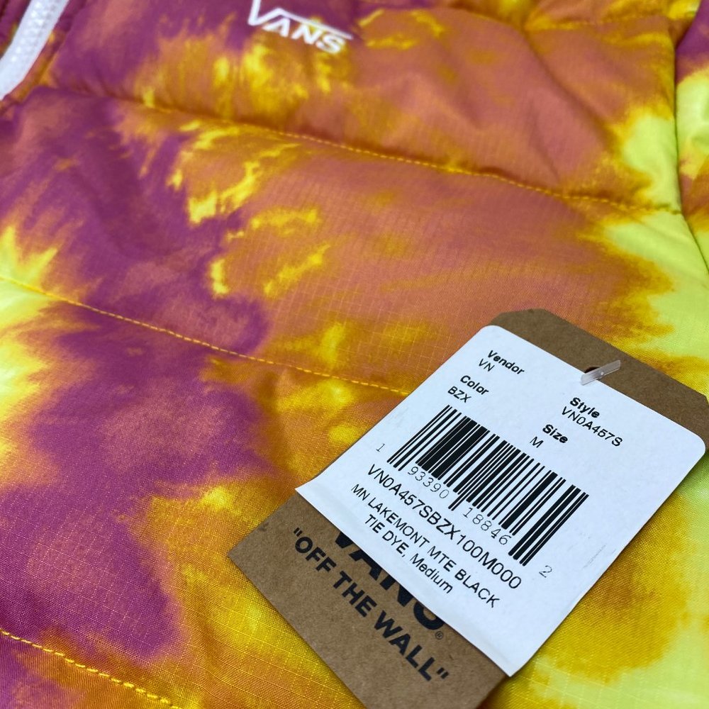 VANS Men's Size M VN0A457SBZX LAKEMONT MTE JACKET Hooded Zip YELLOW Pink TIE DYE - Picture 8 of 8